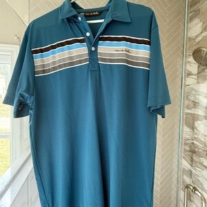 Travis Mathew Teal Polo with Stripes